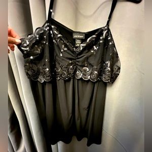 Lane Bryant Sequins Lace Bust Black Cami